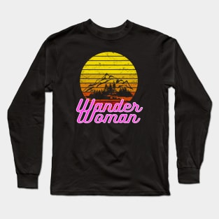 Wander Woman retro Hiking Gifts Long Sleeve T-Shirt